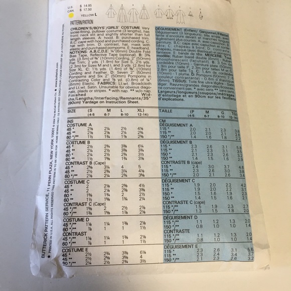 Costumes Butterick Pattern B4319 SML. MED. LG. X LG - Picture 6 of 10